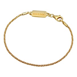 Kuzzoi Buddha Silver Bracelet for Men, Handmade Cord Bracelet (2 mm) Made of Real Solid 925 Sterling Silver Gold-Plated Men's Bracelet Twisted with Lobster Claw, 0208841021, Sterling Silver