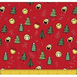 Stitch & Sparkle Smiley World Happy Christmas 100% Cotton 44” Wide, Quilt Crafts Fabric, Cut by The Yard (SSSO001)