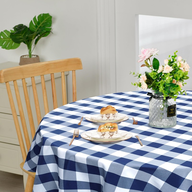XWZO Checkered 70 Inch Round Tablecloth - Waterproof and Dustproof