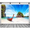 CORFOTO 7x5ft Fabric Thailand Paradise Beach Backdrop Traditional Longtail Boats