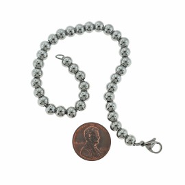 Unbranded Stainless Steel Cable Chain Bracelet Spacer Beads 8" - 6mm - 1 Bracelet - N647