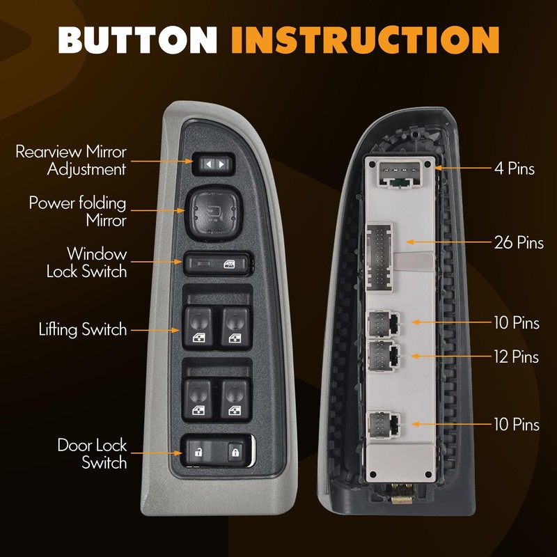 15883319 Master Power Window Switch & Gray Bezel Assembly with