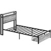LIKIMIO Twin XL Bed Frames with Drawer, Storage Headboard with