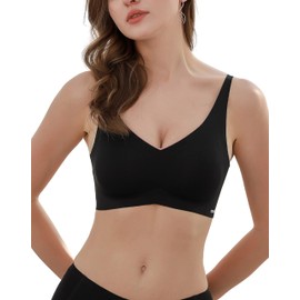 Classic Seamless Cup Full Coverage Breathable - Wireless Push Up Bras for Women (Black, XL)