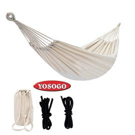 White Hammock Swing Bed, Premium Single Thickened Fabric Soft Canvas, Portable Travel Large Hanging Hammock for Camping and Outdoor (Small, White)