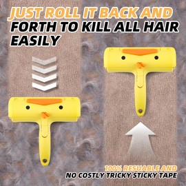 Resuable Pet Hair Remover Cat & Dog Fur Lint Roller for Furniture & Clothing (Yellow)