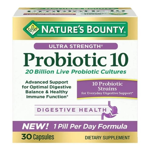 Nature's Bounty Extra Fuerte Probiotic 10 Salud Digestiva