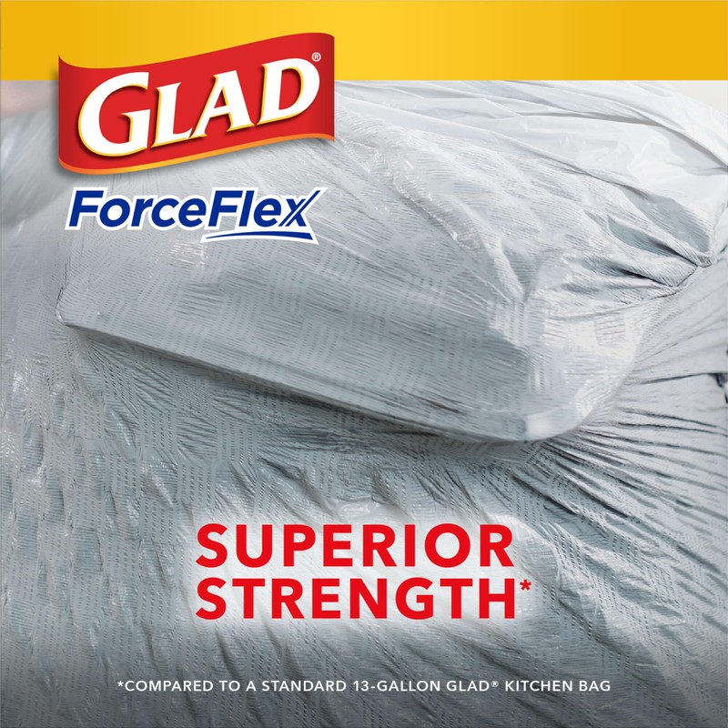 Glad Trash Bags, ForceFlex Tall Garbage Bags, 13 Gallon Grey