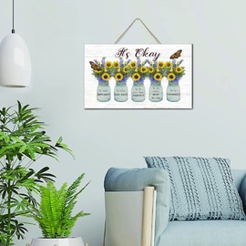 Modern Room Decor Wood Plaque Sunflower It's Okay to Make Mistakes Butterfly Rustic Wall Art Wood Plaque Sign 6x10 Inch Summer Sunflower Mason Jar Wooden Hanging Signs Home Decor for Hotels Kitchen