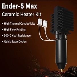 Creality Ender 5 Max Nozzle Kit – 300°C High-Temp Ceramic Nozzle with 70W Heater, 0.4mm Brass Tip, Titanium Alloy Heatbreak, High Flow 700mm/s, Quick Swap for PLA ABS PETG CF