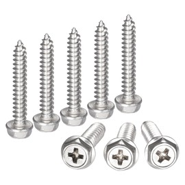 sourcing map Phillips Hex Washer Self Tapping Screws, M5 x 30mm 304 Stainless Steel Hex Flange Sheet Metal Screw 50pcs