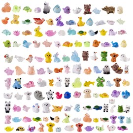 jrootouh 140 Pack Mini Animals Tiny Duck，Cow，Bee Figurines Bulk for Miniature Dollhouse Decor Accessories Garden Aquarium Potted Ornament Party DIY Charms Office Classroom Activity to Hide