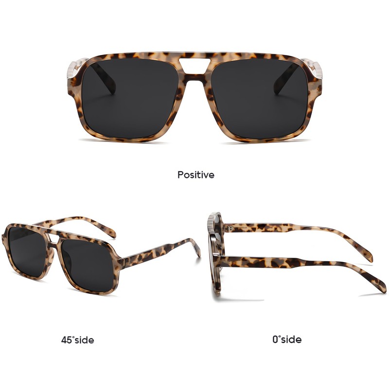 RUNHUIS Vintage 70s Sunglasses Women Men Retro Large Square Frame