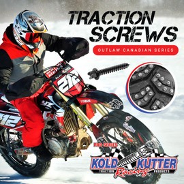 Kold Kutter Outlaw Series Traction Screws (#12 1.5" 250 Pack) Winter Ice & Snow Tire Heavy Duty Studs Spikes for Racing Dirt Bikes, ATVs, Motorcycles, and Snowmobiles Tracks