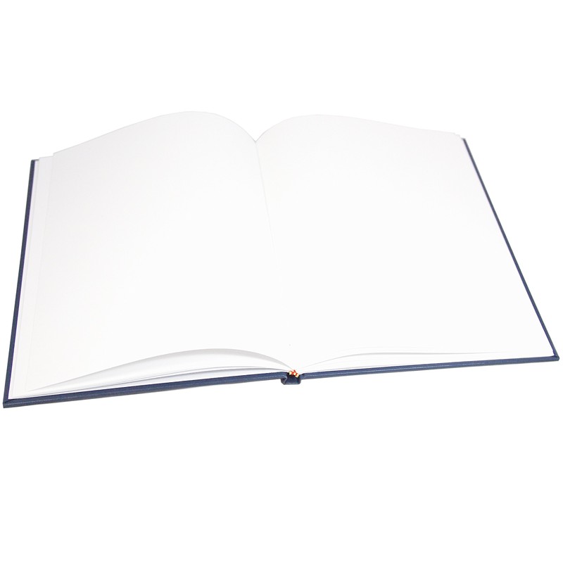 BookFactory Large Blue Blank Book/Blank Notebook - 96 Pages Blank
