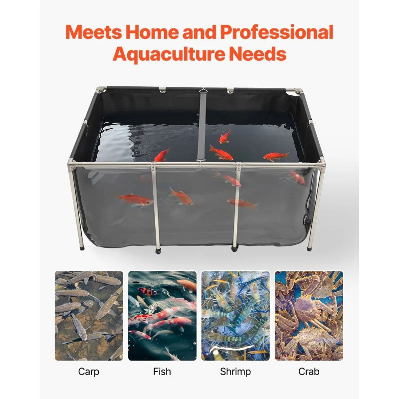 270-Gallon Rectangular Goldfish Tank PVC Koi Pond Clear Viewing Panel