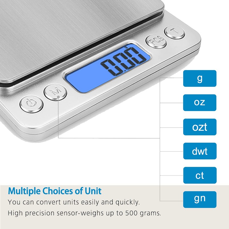 Digital Gram Scale Toprime 500g 0.01g Food Scale High Precision