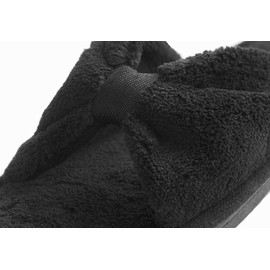 isotoner Women's Microterry Bow Slide, Black, 8.5-9