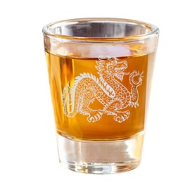 Hip Flask Plus 2oz Dragon Two SHOT GLASS