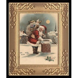 Unbranded Midnight Santa Claus Miniature Dollhouse Christmas Art Picture 8206