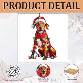 Rhodesian Ridgeback Ornaments Acrylic Window Hanging Christmas Decorations - Rhodesian Ridgeback Decor - Gifts for Rhodesian Ridgeback Lovers, Rhodesian Ridgeback Gifts for Women Men