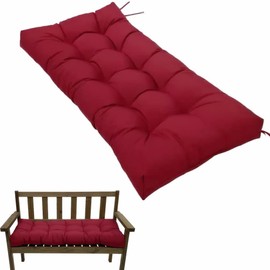 FLYSWUP Indoor/Outdoor Bench Cushion, Garden Loveseat Cushion, Swing Seat Cushion,Thicken Patio Bench Soft Rocking Chairs Pad for Lounger Garden Furniture Patio Loveseat Bench (Wine Red, 39.3x19.6)