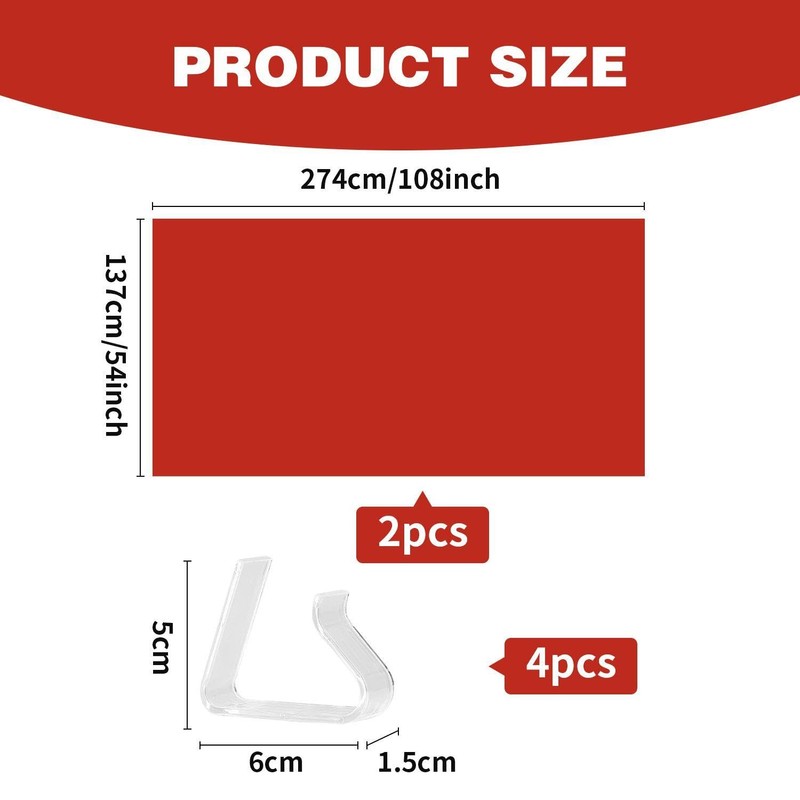 MEMOFYND 2 Pcs Red Tablecloths And 4 Pcs Tablecloth Clips,
