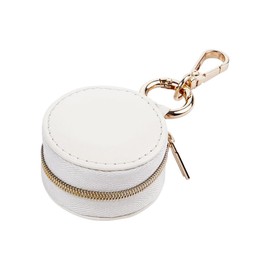 Ximimark 1pcs Chic Mini Hanging Jewelry Box - 1.97" Faux Leather, Waterproof Organizer for Rings, Earrings, Necklaces & Accessories with Decorative Zipper