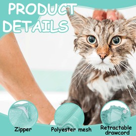 FongYeueWY Cat Bath Bag and Pet Nail Scissors Kit, Adjustable Cat Bathing Bag Durable Anti Scratch & Bite Cat Shower Net Bag for Small Medium Cats Dogs Showering, Nail Clipping, Ear Clean