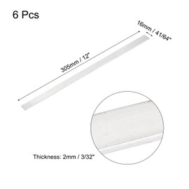 sourcing map 6 Pcs Square Aluminum Flat Bar, 3/32" (2mm) Thick x 41/64" (16mm) Width x 12" (305mm) Long 6061 Aluminum Flat Plate Solid New Mill Stock Silver for Industrial Building