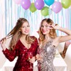 2 Pack Iridescent Foil Fringe Backdrop Curtains, 3.2 * 6.5