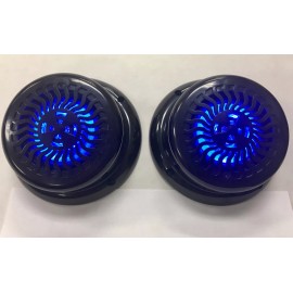 Elite Entertainment  2 RV Marine Gloss Black Wavy Blue LED 5 1/4" Flush Mount Speaker UV Waterproof