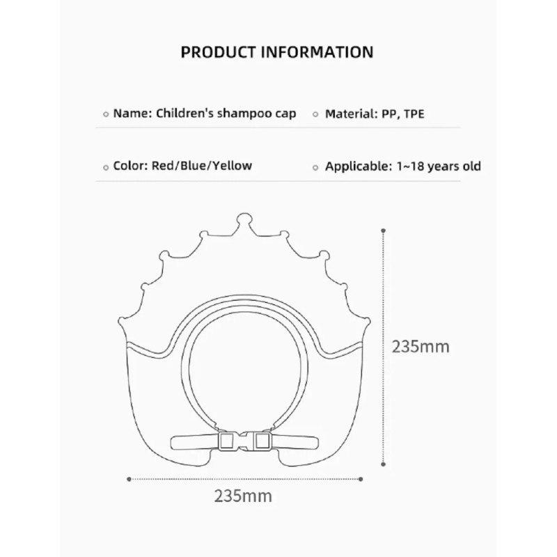 TIKA Kid Adjustable Shower Cap - Bath Shampoo Visor Hat,