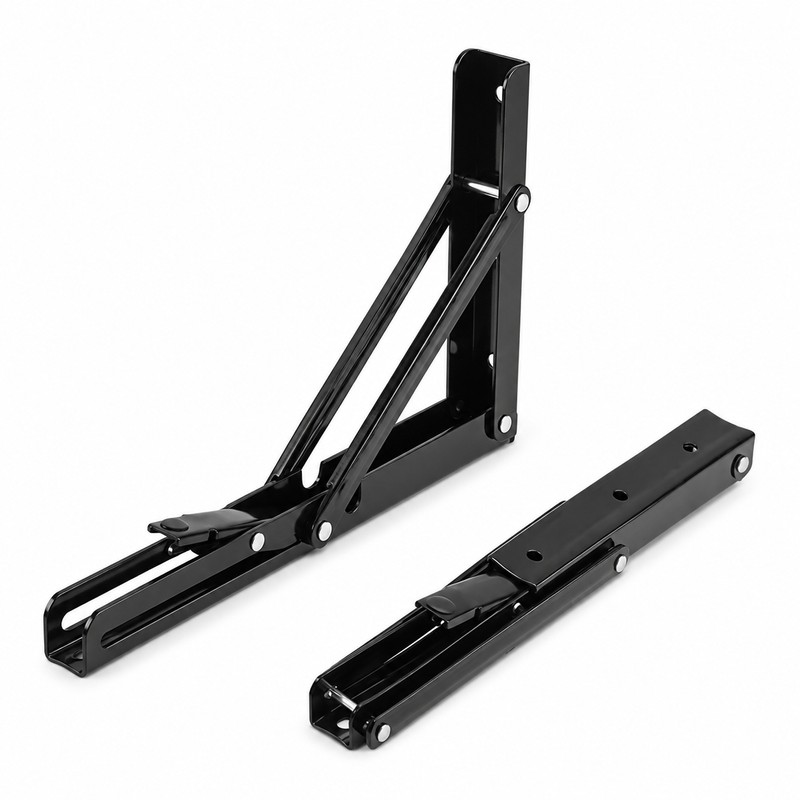 2-Pack Folding Shelf Brackets with 90° Lock & Press-to-Fold Design