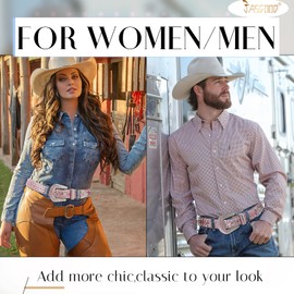 JASGOOD Women Men Rhinestones Belt,Bling Western Cowgirl Cowboy Studded Leather Belt Diamond Waist Belt for Jeans Pants