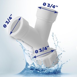 Monteral Double Water Connection Distributor for Washing Machine and Dishwasher, 2-Way Y-Distributor for Water with Thread Diameter 3/4 Inch for Hose