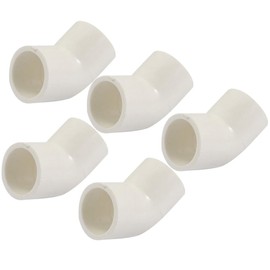 TOP-VIGOR 5Pcs 20mm Slip 45 Degree PVC Pipe Fitting Elbow Coupling Connector, Water Pipe Slip Socket Connector for PVC Pipe Corner Connection, White