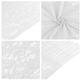 Yetuab White Shawl - Shawls & Wraps for Women's Evening & Wedding Dresses, Pashmina Scarf with Lace, Crochet & Fringe Details, 1920s Style