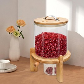 DDBESSIC Cereal Dispenser, 5l/1.32gal Coarse Grain Storage Tank with Measuring Cup Food Storage Container with Lid Kitchen Organization and Storage for Oatmeal Corn