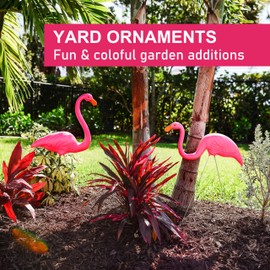 Galashield Pink Flamingo Yard Decorations Pack of 2 Flamingo Decor Ornaments for Outdoor Lawn and Garden
