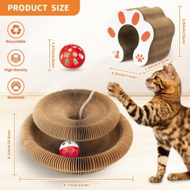 MAXTOOA Magnetic Reversible Cat Cardboard Scratcher Collapsible Interactive Cat Toy