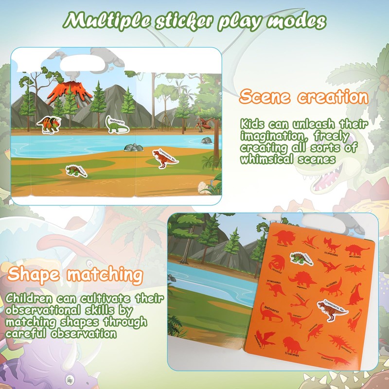 6 Pack Reusable Sticker Books for Toddlers 2-4 Year Olds