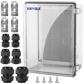 XINYIELE Waterproof Outdoor Project ABS Plastic Junction Box IP67 Weatherproof Dustproof Enclosure with Hinged Cover, Mounting Plate,Wall Brackets for Power Project (Clear.15.7"x11.8"x7.1")
