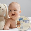 Hello World Newborn Sign Blue Bear Baby Name Birth Announcement