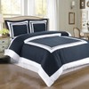 Navy and White Hotel 4pc King/Cal-King Comforter Set 100% Cotton