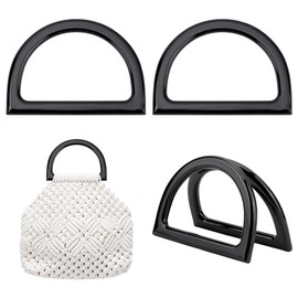 PH PandaHall Pack of 10 D Shape Handbag Handle, Black Resin Bag Handles, Decorative Handbag Handle, Replacement for Handbags, Straws, Beach Canvas Purse, Purse Making 12 x 8.5 cm