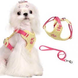 UNA MASCOTA Pechera Arnés para Perros pequeños, Arnés para Perro Ajustable Reflectante Transpirable con Correa 1.5m (Amarillo, M)