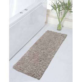 Home Weavers Bell Flower Collection 21"x54" Runner 100% Cotton Tufted Bath Rugs, Extra Soft and Absorbent Bath Rugs, Non-Slip Bath Mats, Machine Washable, Bathroom Bath Mats for Floor, Linen