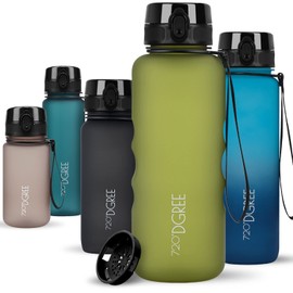 720°DGREE "uberBottle" softTouch Drinking Bottle + Strainer - 1.5 L - BPA-Free - Water Bottle for Sports, Fitness, Gym, Outdoors, Hiking - Large Sports Bottle made of Tritan - Light, Sustainable