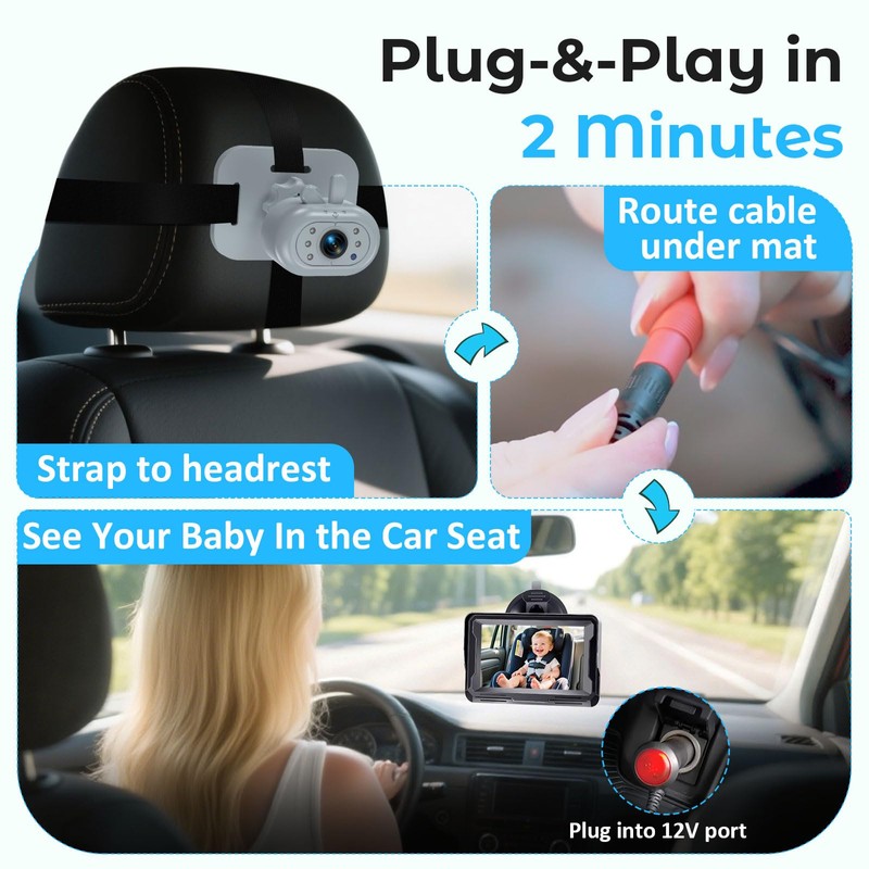 Baby Car Camera Easy Install: Rear-Facing Infant View for Cars
